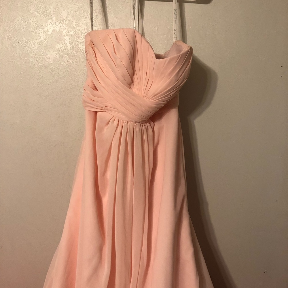 David’s Bridal blush pink bridesmaids dress